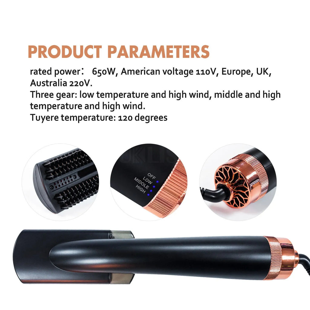 Black and pink wet dry anion spray infrared hot air comb with tourmaline ceramic heat conductor 16MM-20mm diameter for dry hair styling