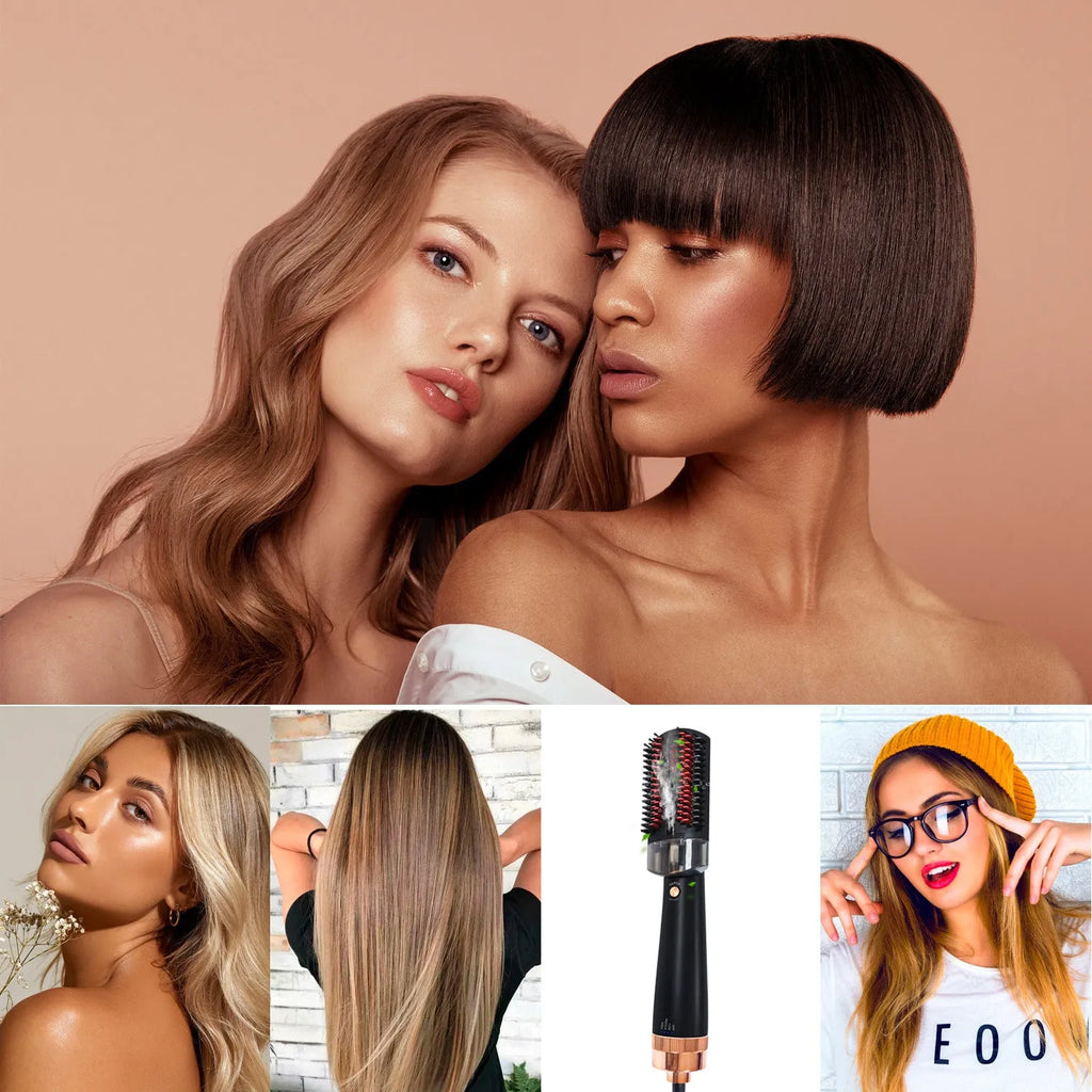 Black and pink wet dry anion spray infrared hot air comb with tourmaline ceramic heat conductor 16MM-20mm diameter for dry hair styling