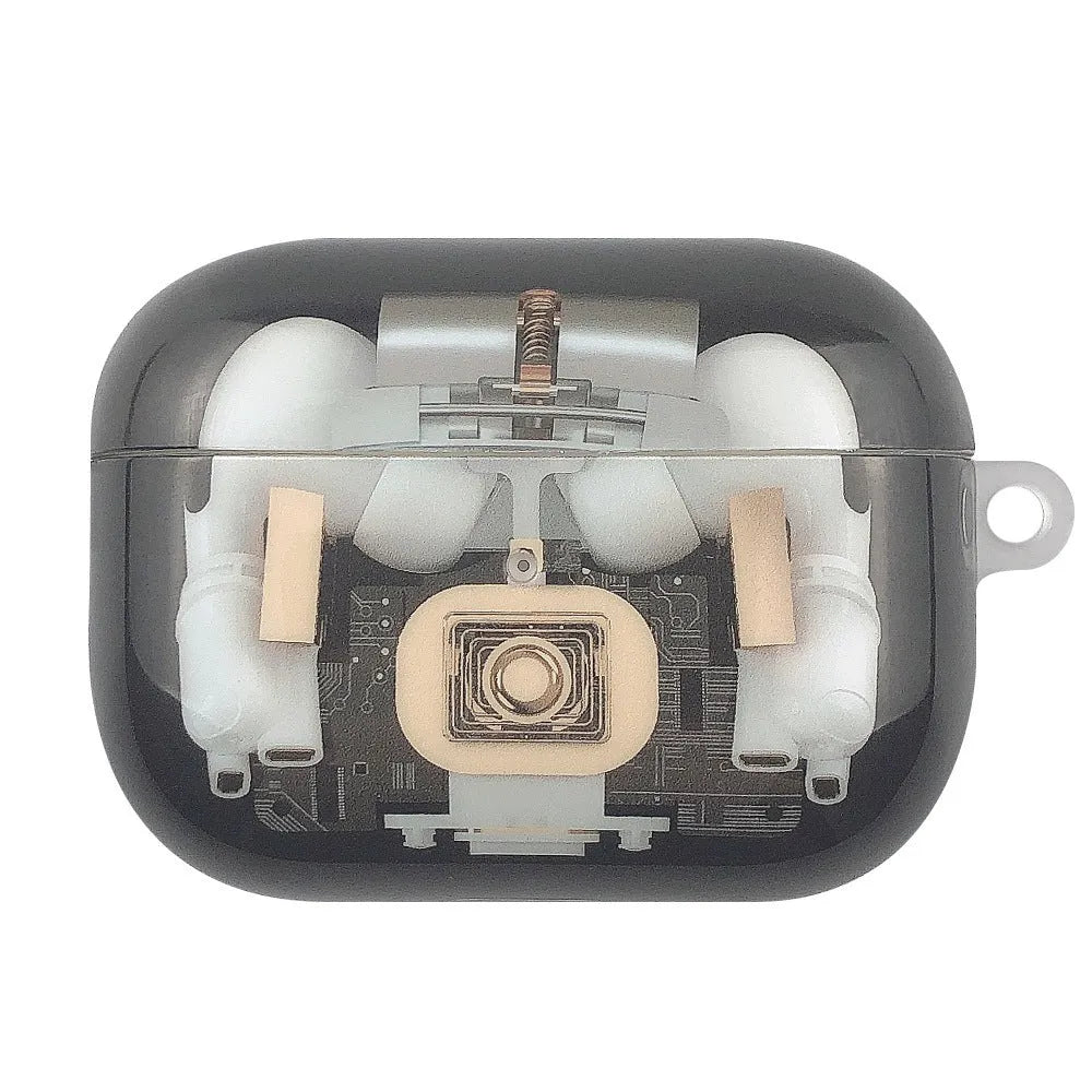 Steampunk mechanical design IMD soft shell TPU cover for Apple AirPods 1, 2 and Pro.