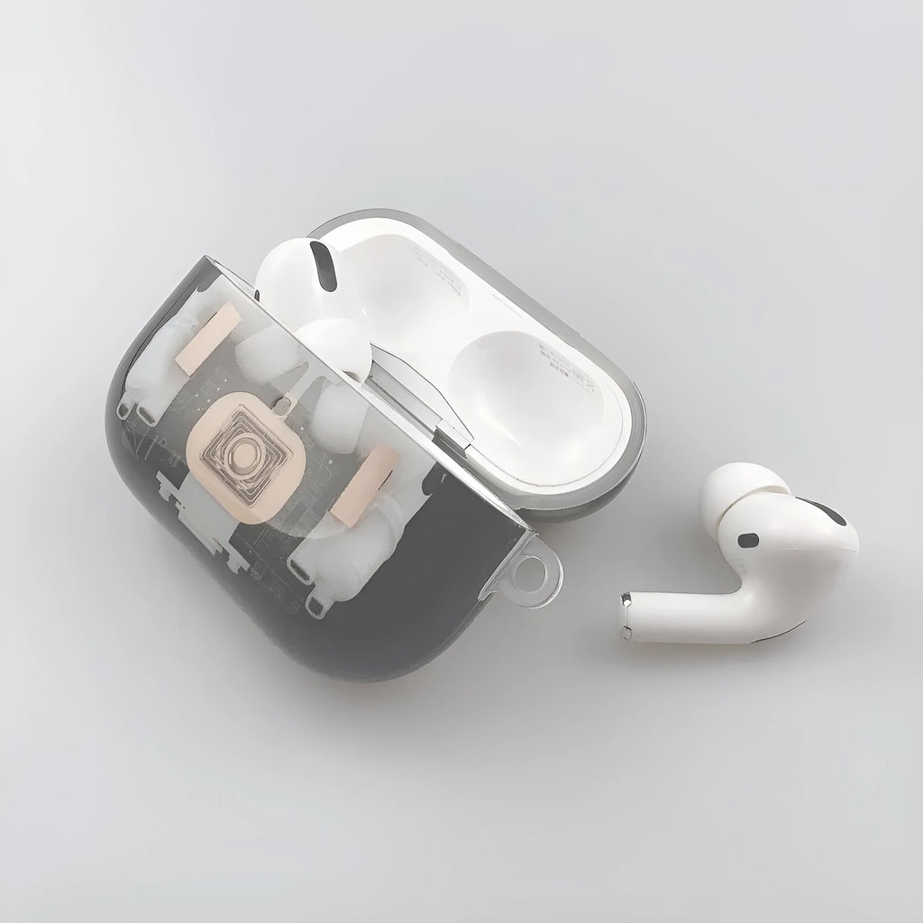 Steampunk mechanical design IMD soft shell TPU cover for Apple AirPods 1, 2 and Pro.