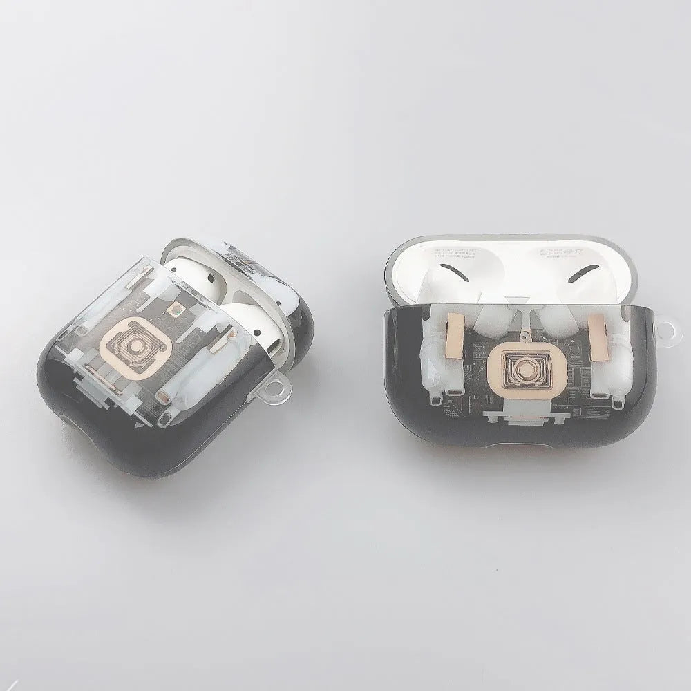 Steampunk mechanical design IMD soft shell TPU cover for Apple AirPods 1, 2 and Pro.
