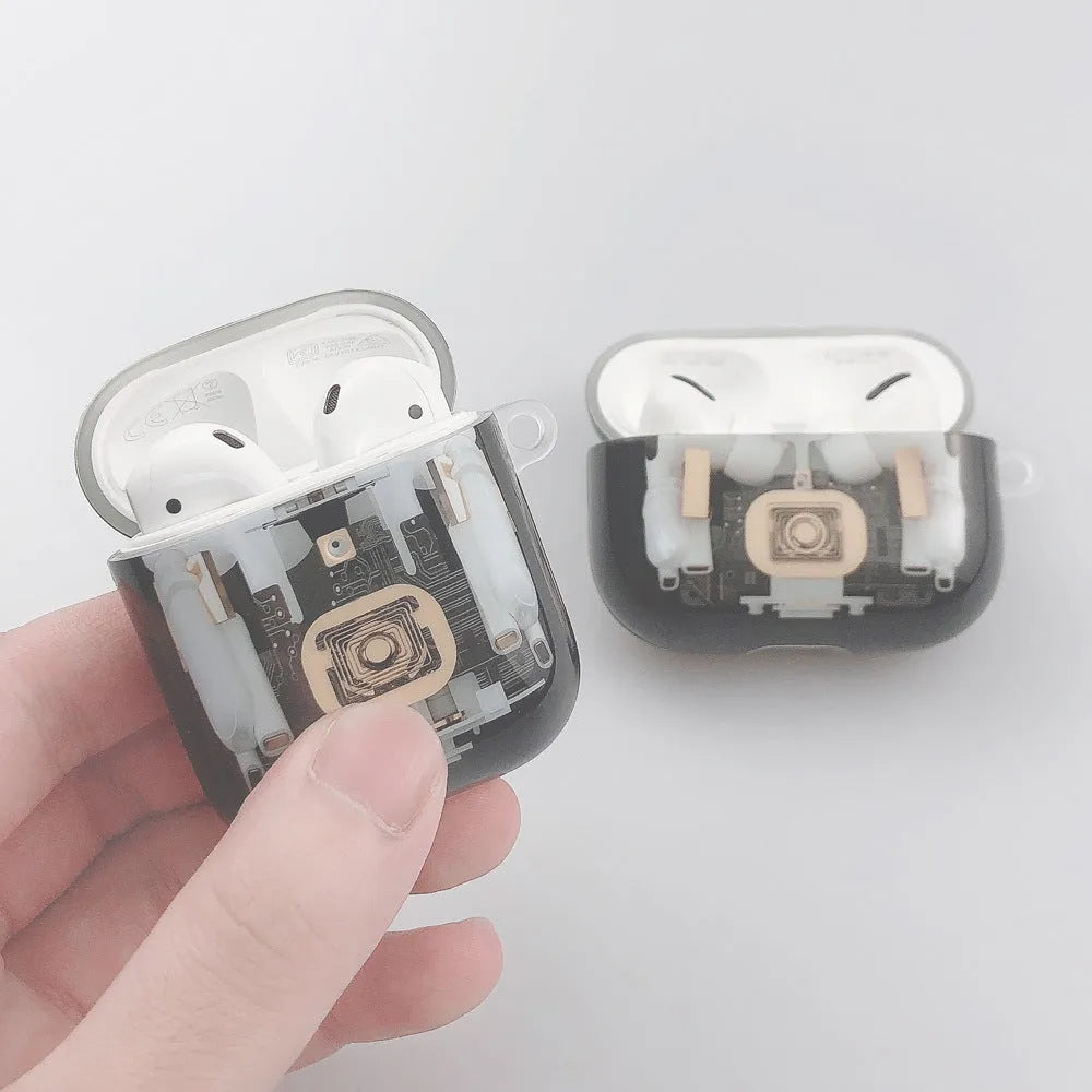 Steampunk mechanical design IMD soft shell TPU cover for Apple AirPods 1, 2 and Pro.
