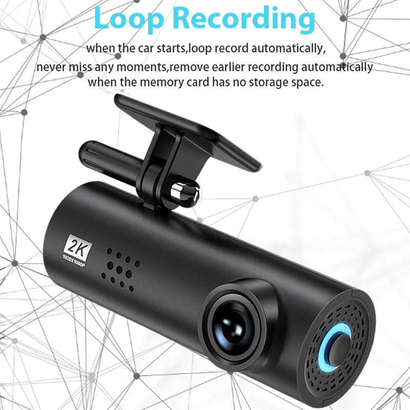 LF9 PRO WiFi car dashboard camera with wide-angle lens and night vision capability