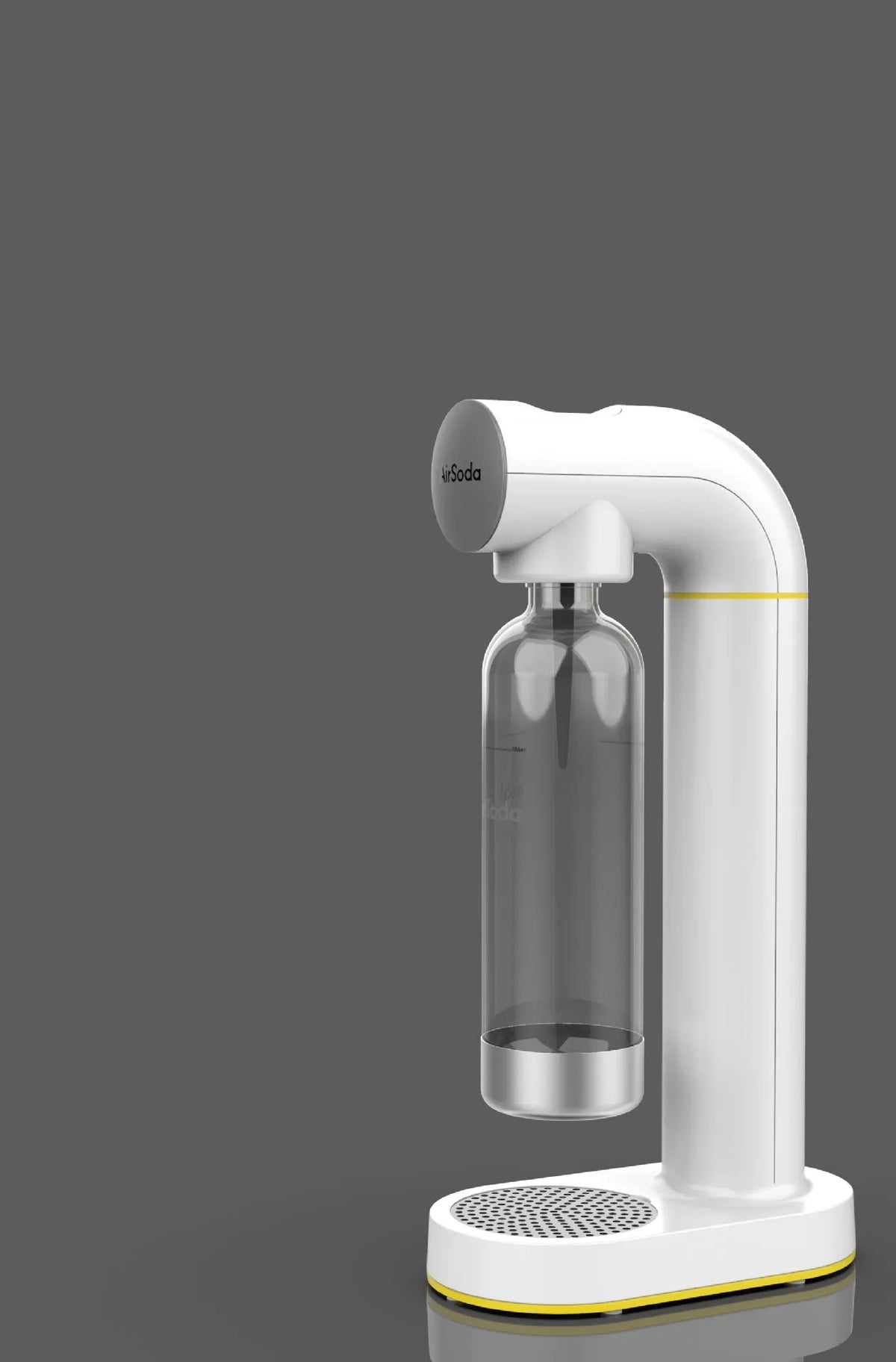 Airsoda bubble water machine in black with 1L bottle and push-button control