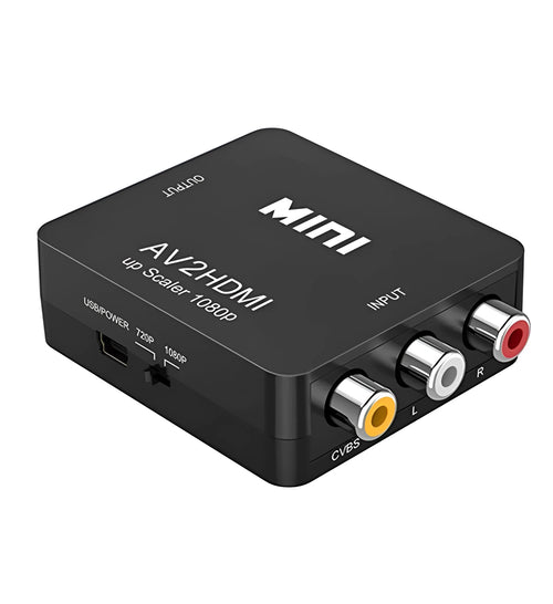 White AV to HDMI converter with 0.5m cable for 1080P signal conversion
