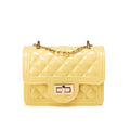 Mini pearl chain shoulder bag with lock closure and check pattern, available in 7 colours