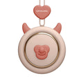 Mini bladeless neck fan with adjustable rope showing USB charging port and control button