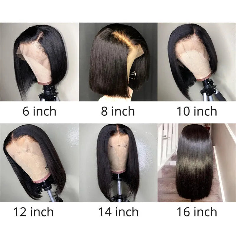 Real human hair wig hand woven medium length 13x4 bob natural colour for women fashion headgear