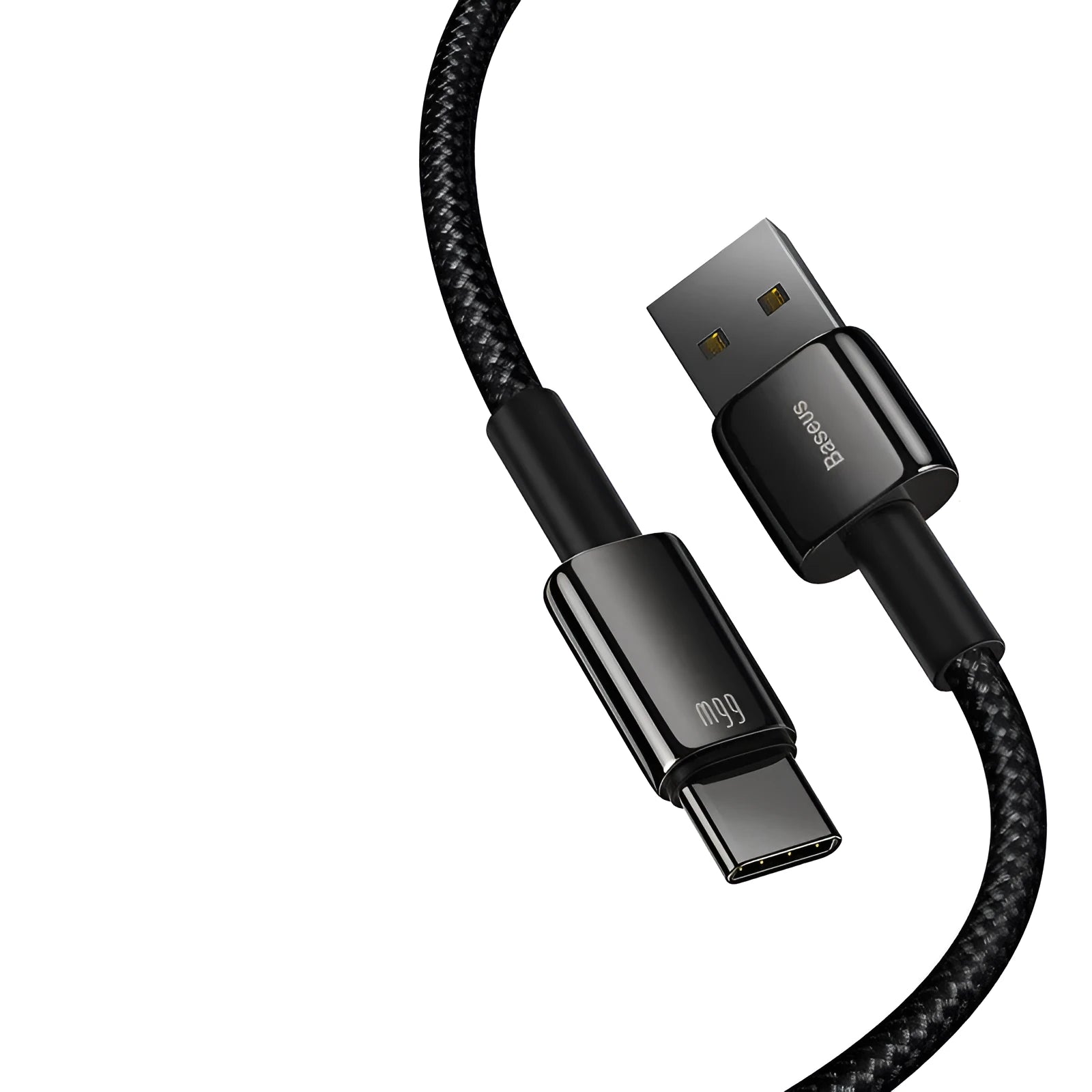 Baseus USB-A to USB-C fast charging cable for Android phones, available in 1m or 2m length.