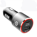 83W dual-port fast car charger with USB-C and QC3.0 ports for laptops and mobile phones