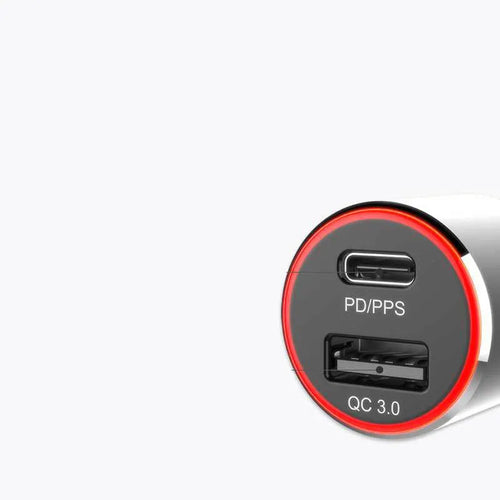 83W dual-port fast car charger with USB-C and QC3.0 ports for laptops and mobile phones