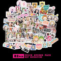 Sheet of luggage stickers with K-pop band logos for EXO, Stray Kids, TWICE and star designs.