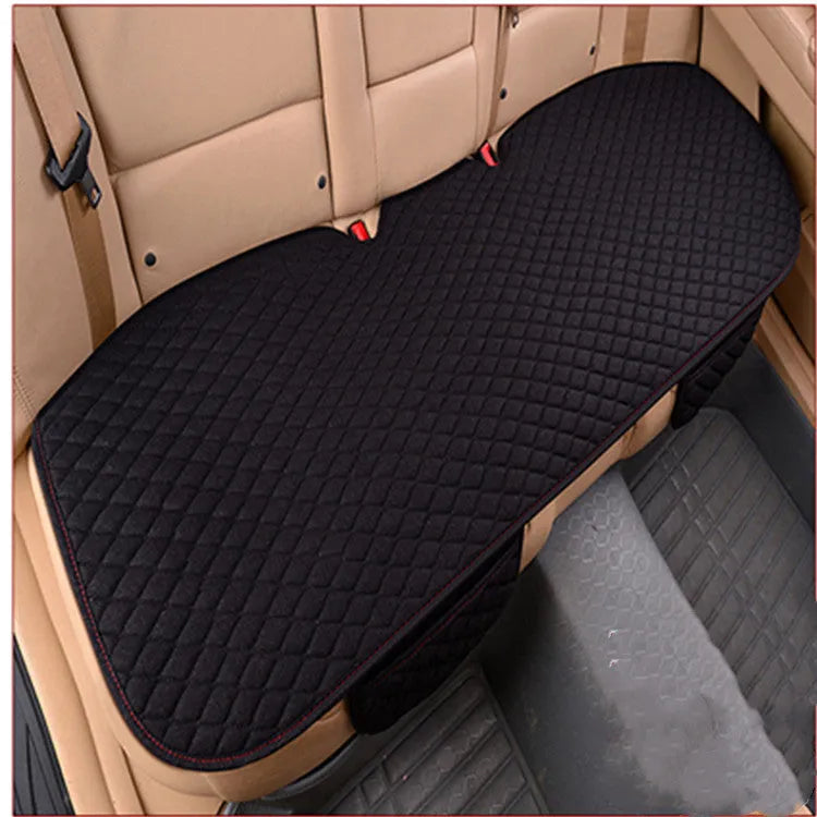 Universal non-slip car seat cushions in beige with front pocket and silicone backing