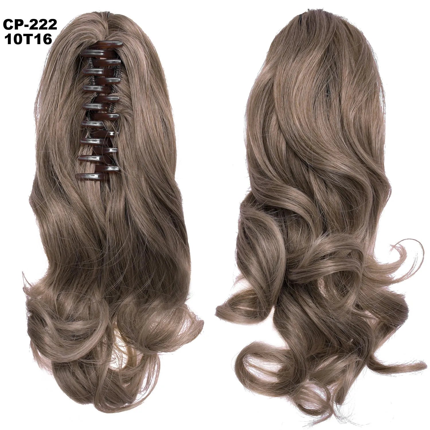 Long wave ponytail wrap around clip in hair extension 40cm chemical fiber natural wave grey hairpiece