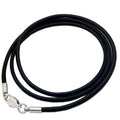 Adjustable crystal pendant necklace with stainless steel buckle on black wax rope