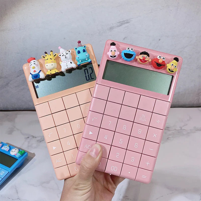 Multifunctional portable voice calculator with big buttons and 12-digit LED screen, plastic casing, colour options black orange pink sky blue