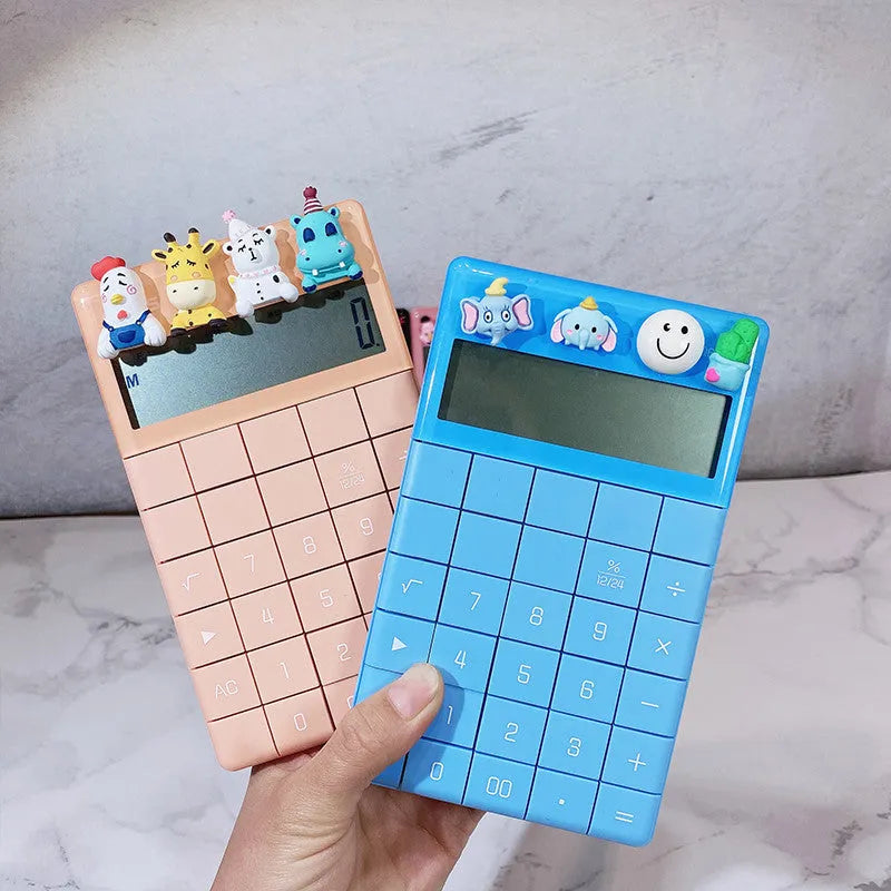 Multifunctional portable voice calculator with big buttons and 12-digit LED screen, plastic casing, colour options black orange pink sky blue