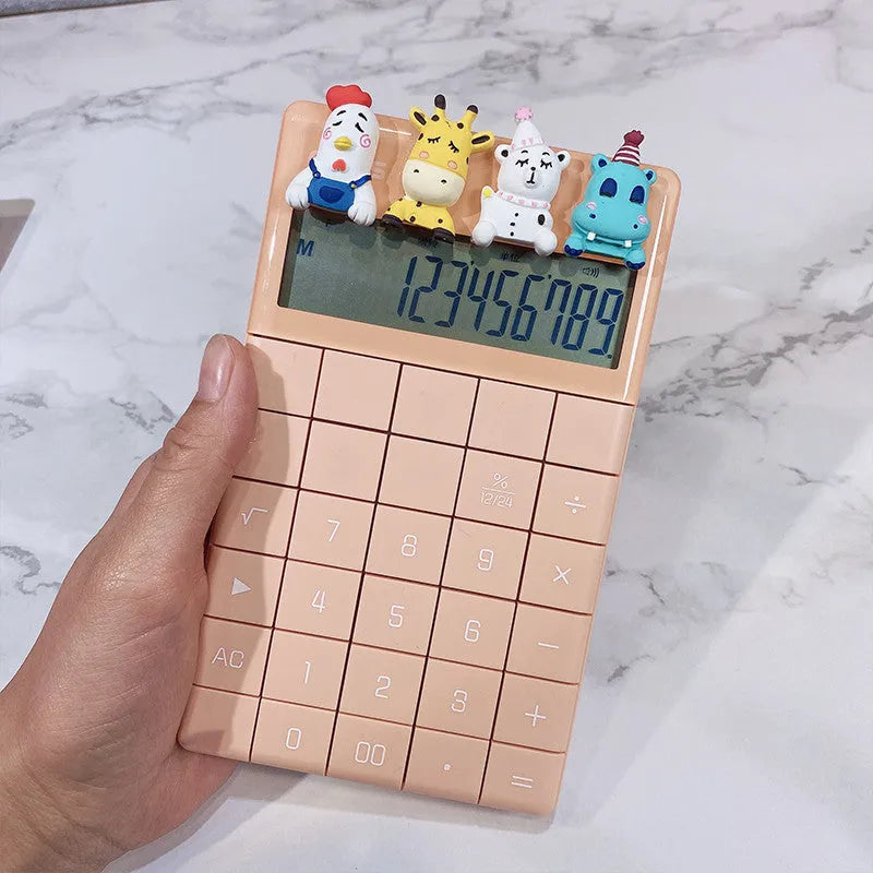 Multifunctional portable voice calculator with big buttons and 12-digit LED screen, plastic casing, colour options black orange pink sky blue
