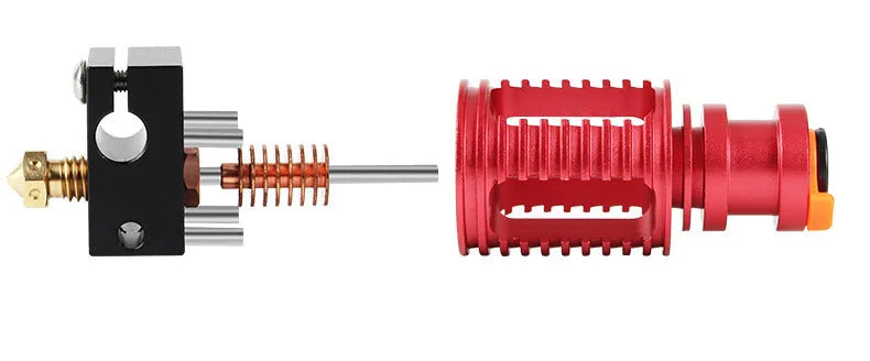 Upgraded Seal extruder with orange buckle, Dragon Hotend ultra-precision head, and six brass nozzles for 3D printer