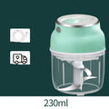 Portable electric garlic cutter with transparent chopping cup and stainless steel blades