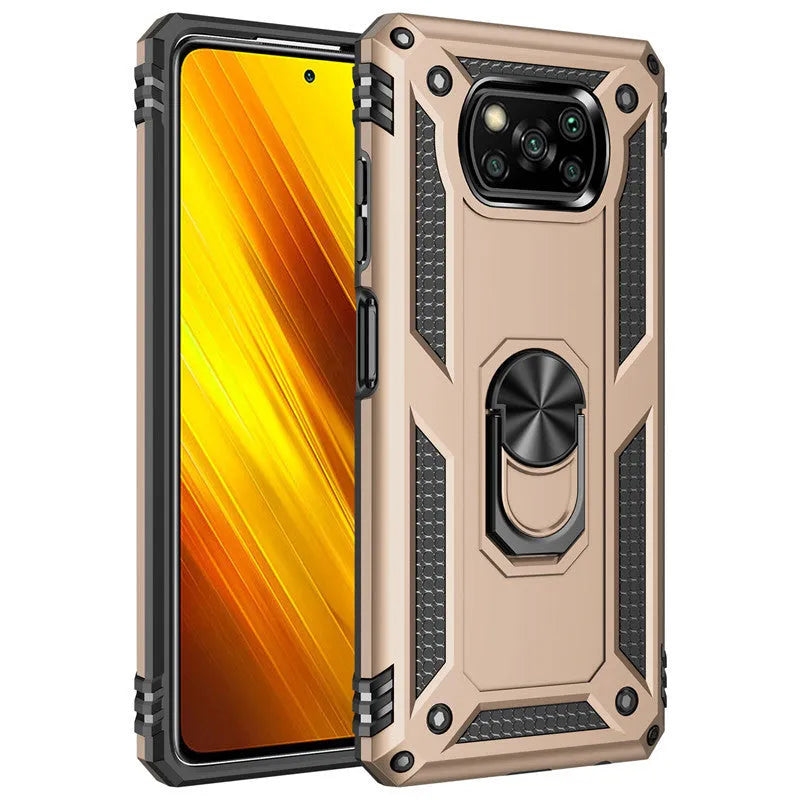 Black Xiaomi Pocophone Poco X3 NFC shockproof protective hard case with TPU+PC+zinc alloy construction.