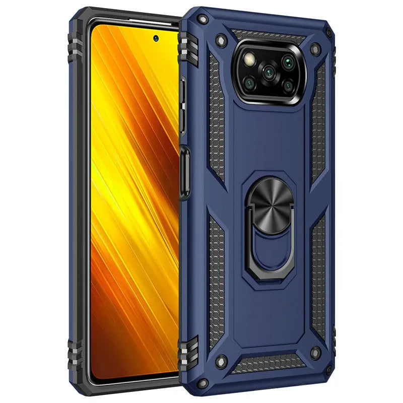 Black Xiaomi Pocophone Poco X3 NFC shockproof protective hard case with TPU+PC+zinc alloy construction.