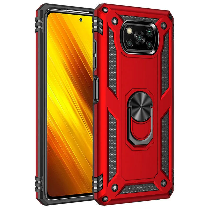 Black Xiaomi Pocophone Poco X3 NFC shockproof protective hard case with TPU+PC+zinc alloy construction.