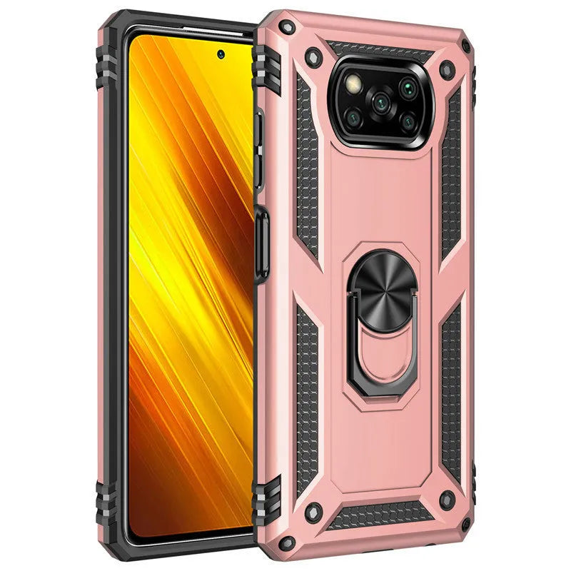 Black Xiaomi Pocophone Poco X3 NFC shockproof protective hard case with TPU+PC+zinc alloy construction.