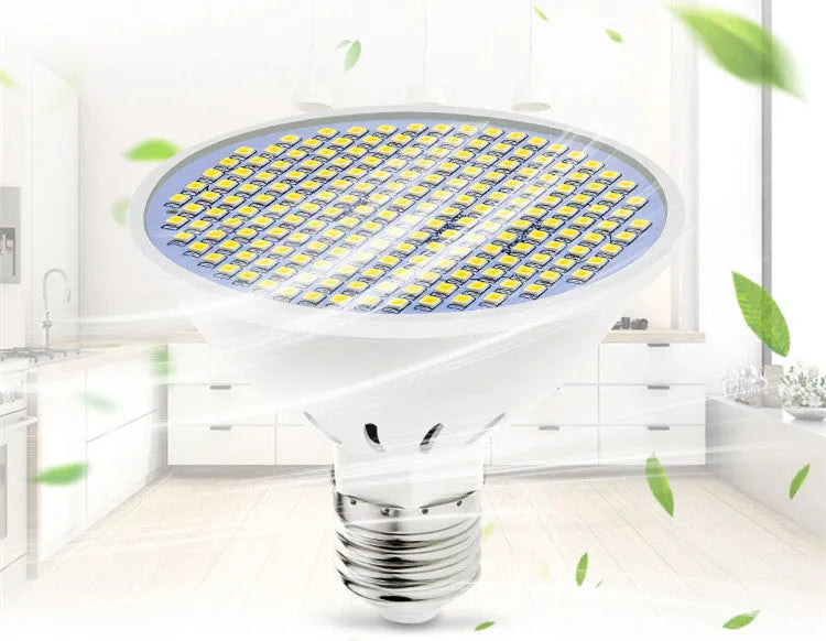 E27 screw base LED light bulb showing cool white and warm white colour options.
