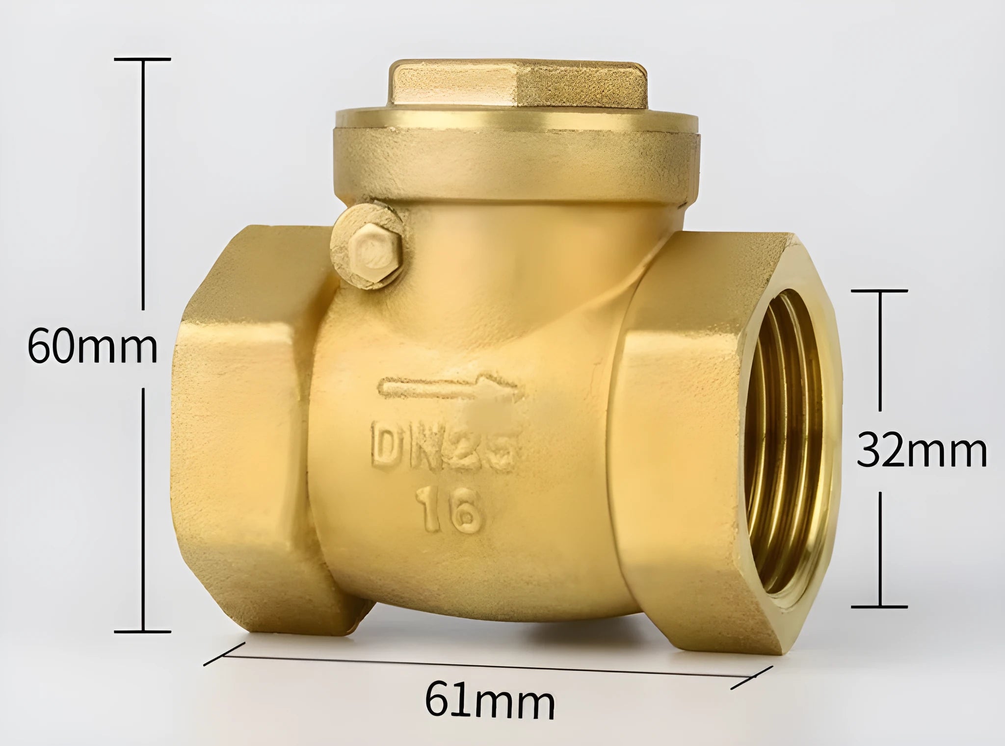 Brass horizontal and vertical check valve with threaded connections in multiple sizes