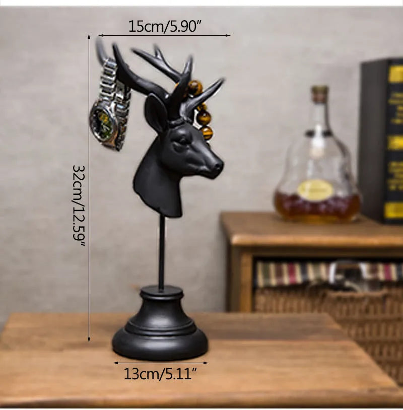 Natural resin animal modelling home decoration ornament in black white or wood colour measuring 32cm tall