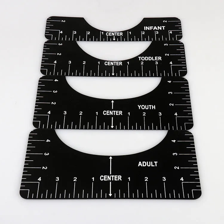 PVC spot T-shirt guide ruler alignment tool set of four pieces in assorted colours