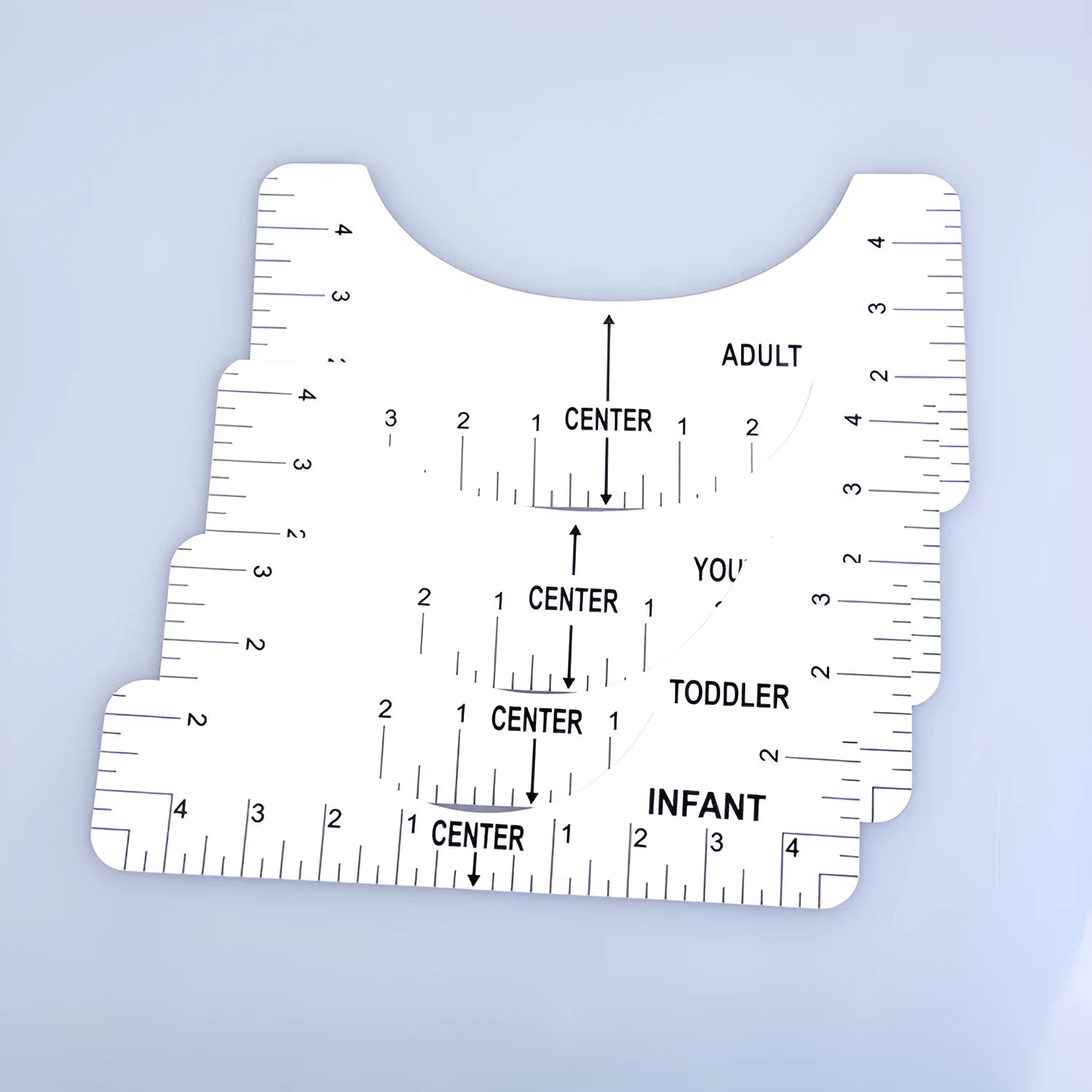 PVC spot T-shirt guide ruler alignment tool set of four pieces in assorted colours