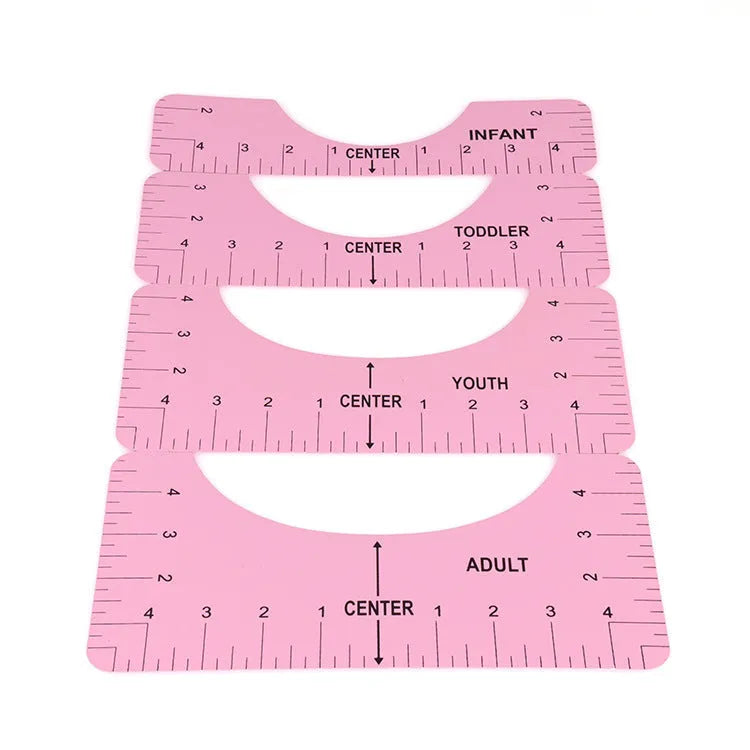 PVC spot T-shirt guide ruler alignment tool set of four pieces in assorted colours