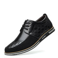Men's casual hiking shoes with synthetic leather upper and lace-up front tie in black colour option