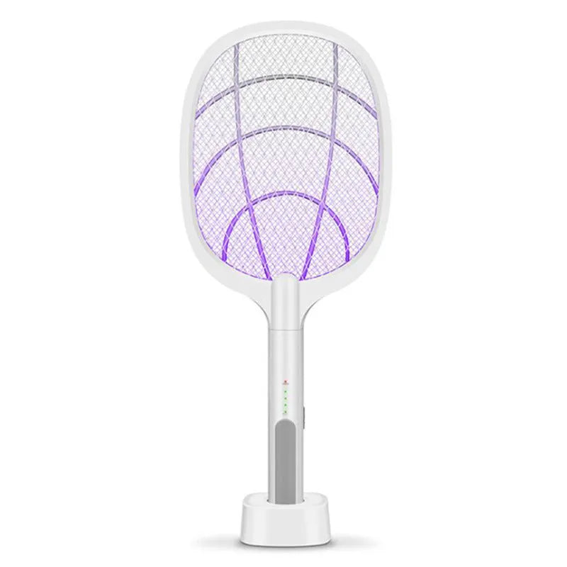 Rechargeable electric mosquito swatter with USB charging cable and 3000V grid for insect control