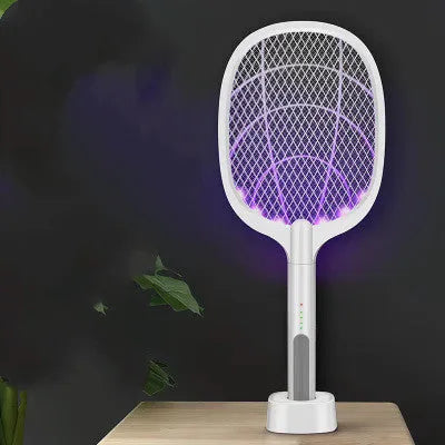Rechargeable electric mosquito swatter with USB charging cable and 3000V grid for insect control