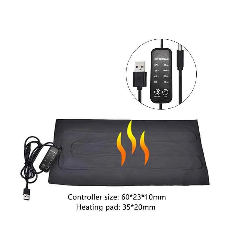 Reptile heating pad with adjustable thermostat switch and USB cable for warming pet bed