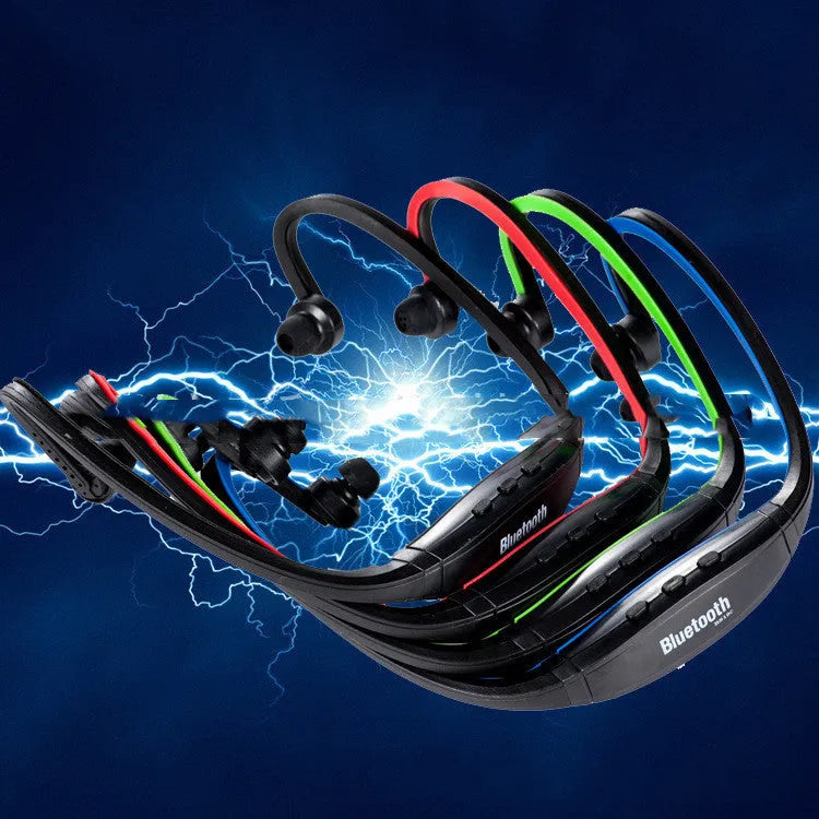 S9 rear-mounted wireless Bluetooth headset in Black with hanging ear design and power display