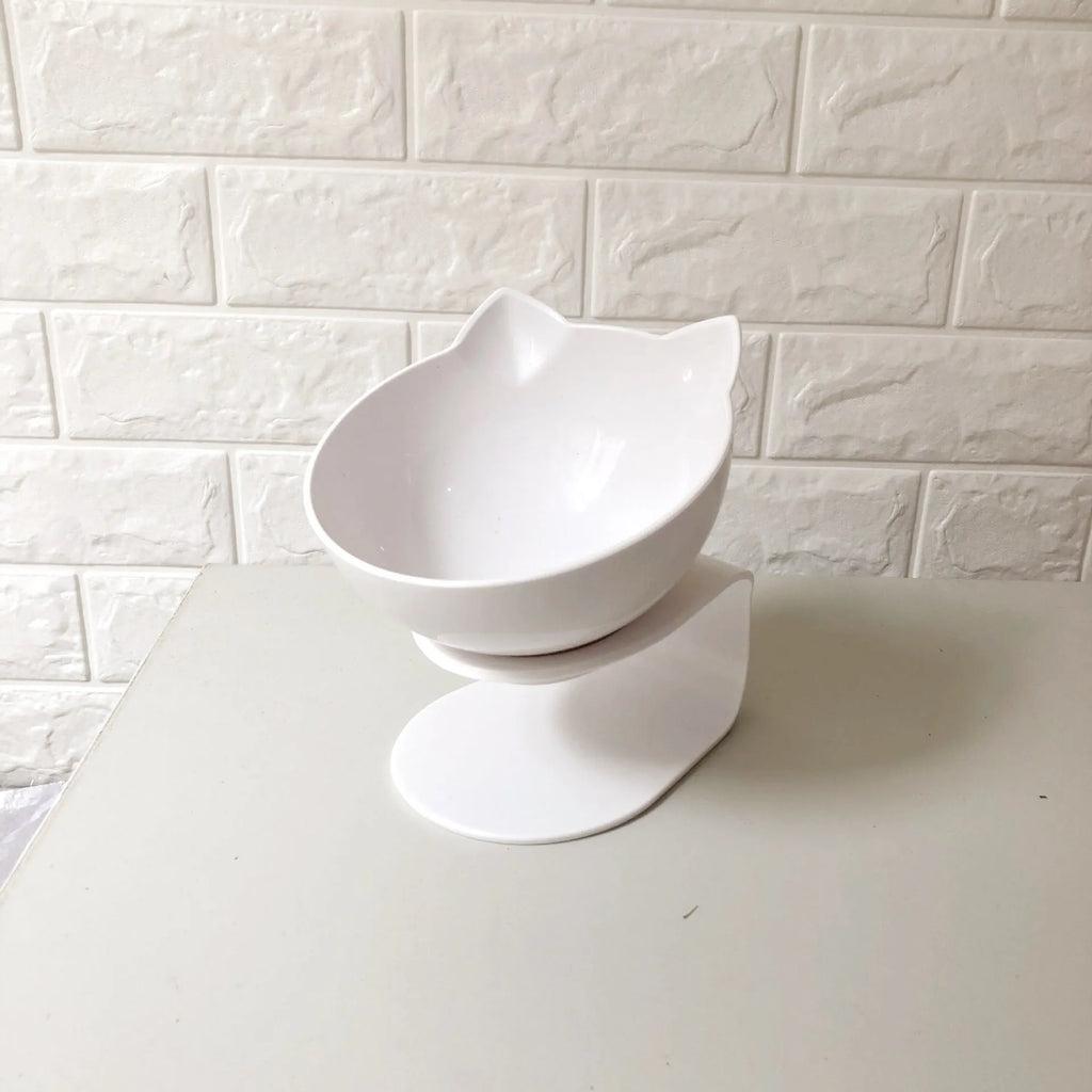 New Inclined Food transparent single cat bowl with PC plastic bowl mouth and beige ABS base, 13cm diameter