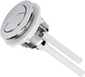 White 38mm round ABS plastic dual flush button for toilet tank replacement.