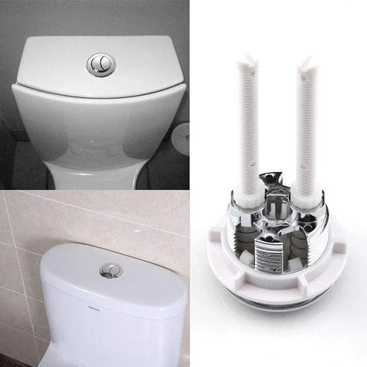 White 38mm round ABS plastic dual flush button for toilet tank replacement.