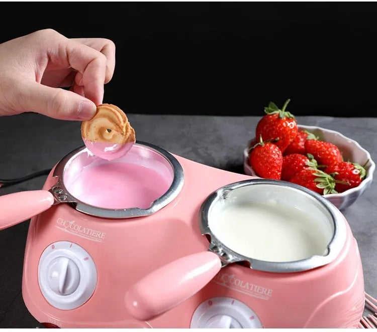 Double furnace electric chocolate melting pot pink aluminium inner pot 220V 250ml