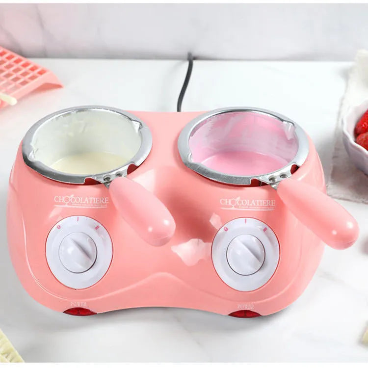 Double furnace electric chocolate melting pot pink aluminium inner pot 220V 250ml