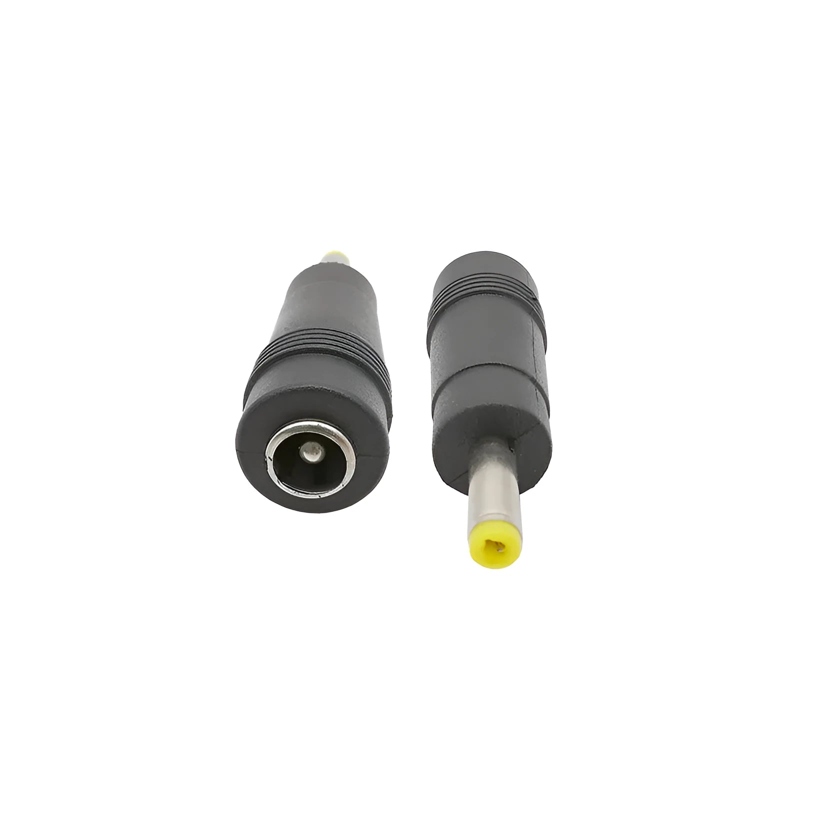 Black round DC power conversion plug adapter 5.5x2.1 female to 4.0x1.7 male