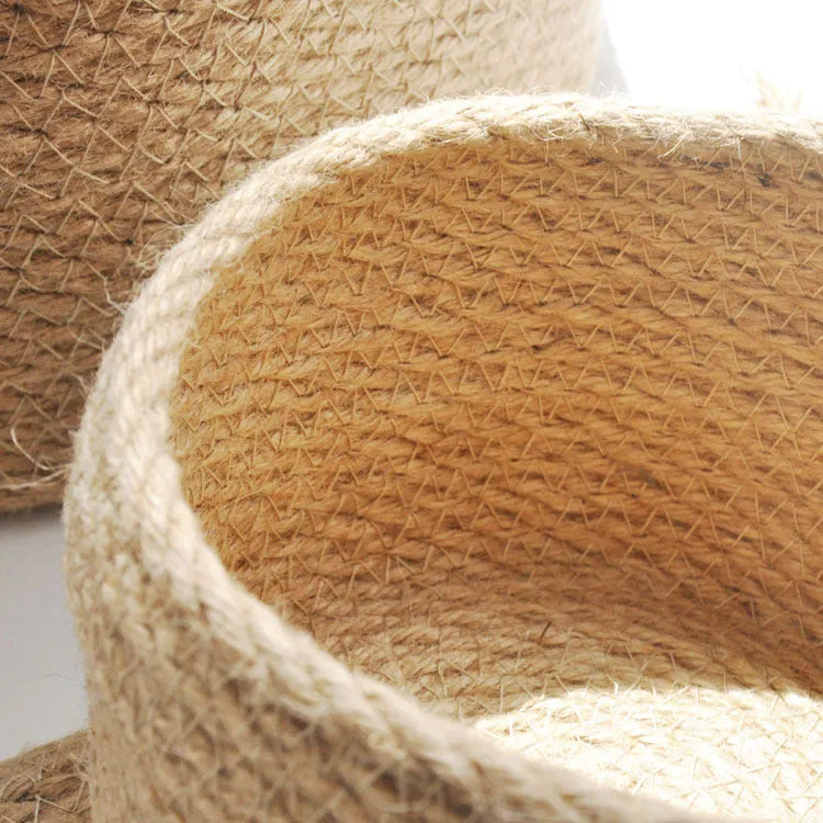 Japanese style linen fabric storage basket with dustproof lid in three size options