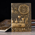 Leather diary with 3D embossed retro cover in green bronze, red bronze, and silver colour options.