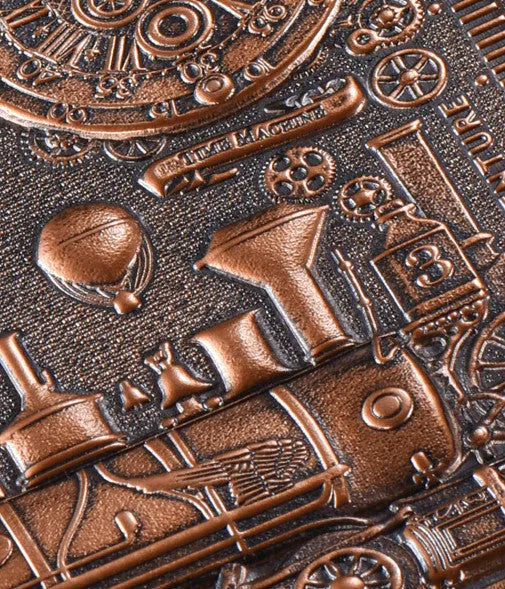 Leather diary with 3D embossed retro cover in green bronze, red bronze, and silver colour options.