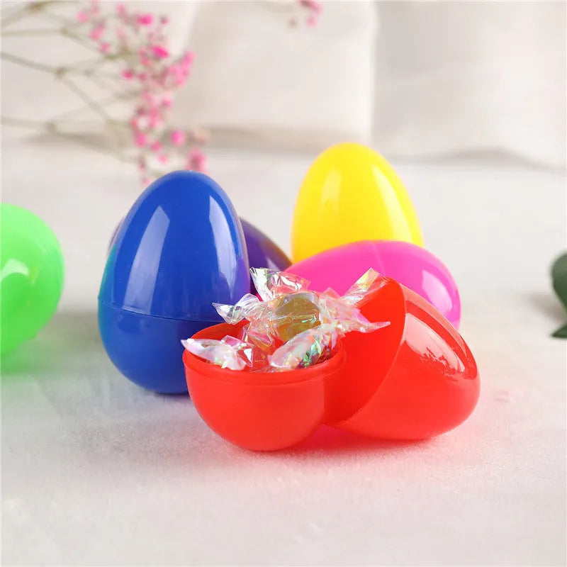 Assorted colour fillable plastic Easter eggs 4x6cm in bulk pack of 60