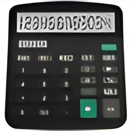 Black twelve-digit solar calculator with large LCD display on a desk